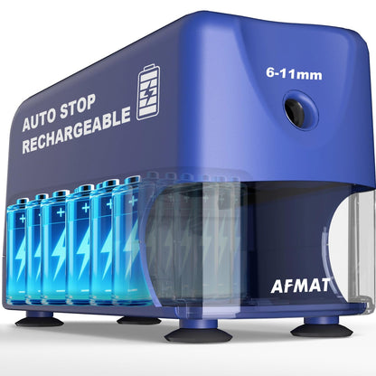 AFMAT PSD3 Super Durable Rechargeable Heavy Duty Electric Pencil Sharpener for 6-10.8mm Pencils,Upgraded Durable Blades 10,000 Sharpenings,PSD3BK