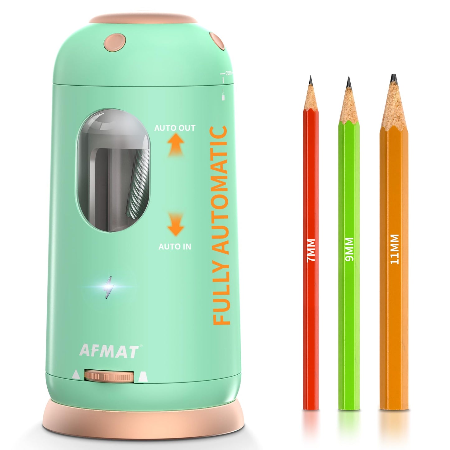 AFMAT Electric Pencil Sharpener, Auto in & Out, Fully Automatic Pencil Sharpener, Rechargeable Hands-Free Sharpeners for Jumbo & Colored Pencils (7-11.5mm), Good for Classroom/Home/Office, Model:PSC8(Black)