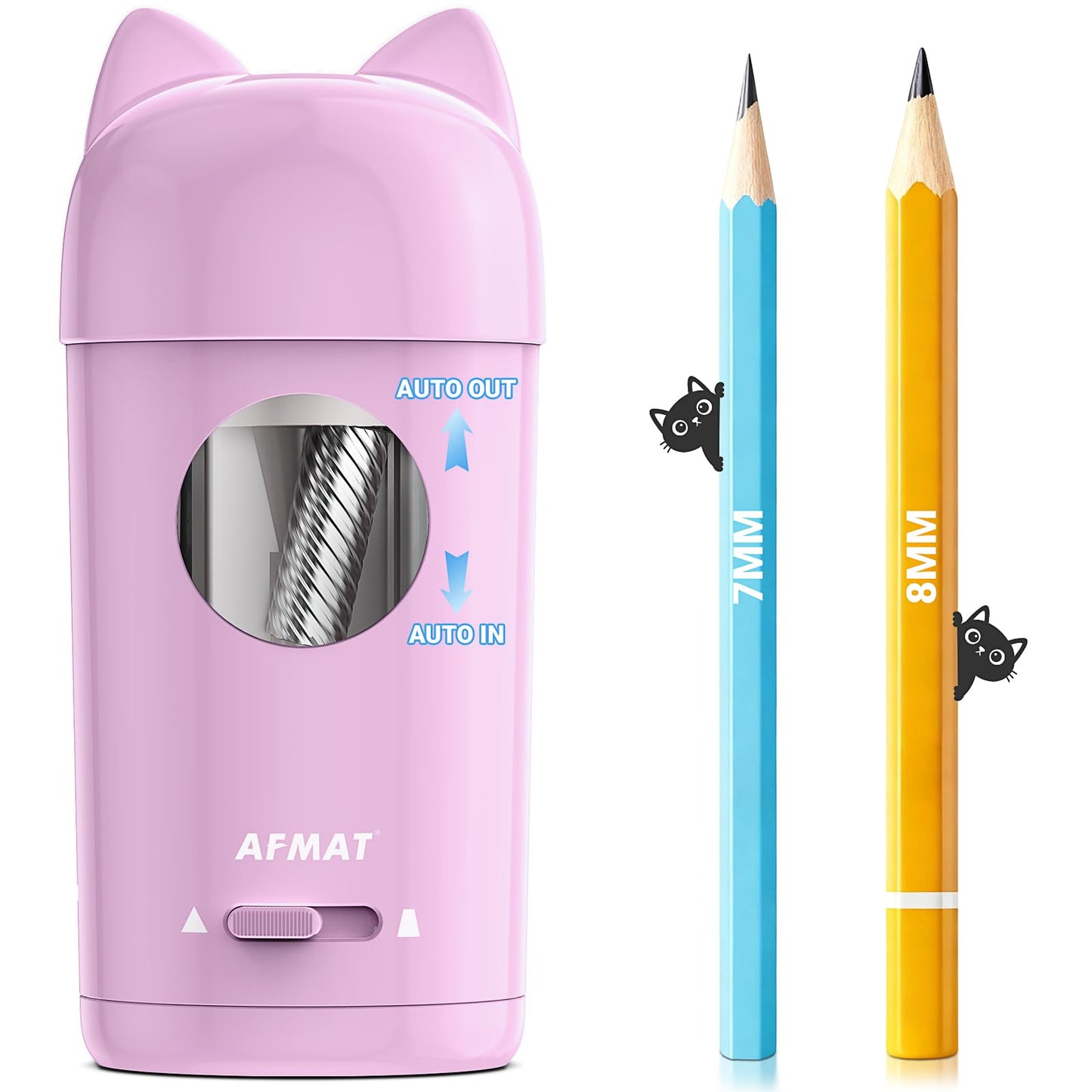 AFMAT PSX9 Cute Cat Electric Fully Automatic Pencil Sharpener for Kids,PSX9PR