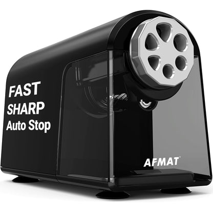 AFMAT PSX2 6 Holes Durable Heavy Duty Electric Pencil Sharpener,Auto Stop Pencil Sharpeners for 6-11mm Colored Pencils,PSX2PK