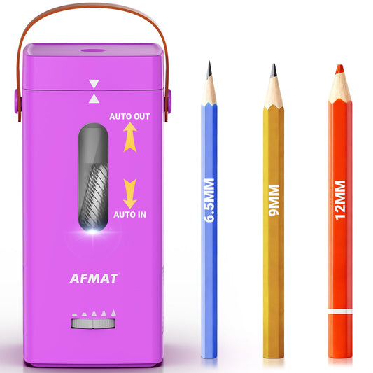 AFMAT PSC6 6.5-12mm Super Durable Fully Automatic Electric Pencil Sharpener, 2x more durable blade,for Jumbo & Colored Pencils (6.5-12mm),PSC6PR