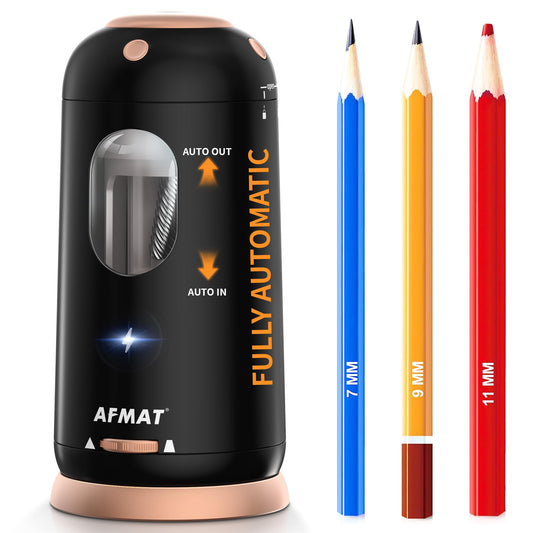 AFMAT PSC8 7-11.5mm Fully Automatic Rechargeable Electric Pencil Sharpener for Jumbo & Colored Pencils (7-11.5mm),PSC8BK