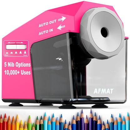 AFMAT PSC4 Super Durable Heavy Duty Fully Automatic Pencil Sharpener, 2X Longer Cutter Life,Auto in & Out, Hands-Free Sharpeners for No.2/Jumbo/Colored Pencils (φ6.5-10.5mm),PSC4RD