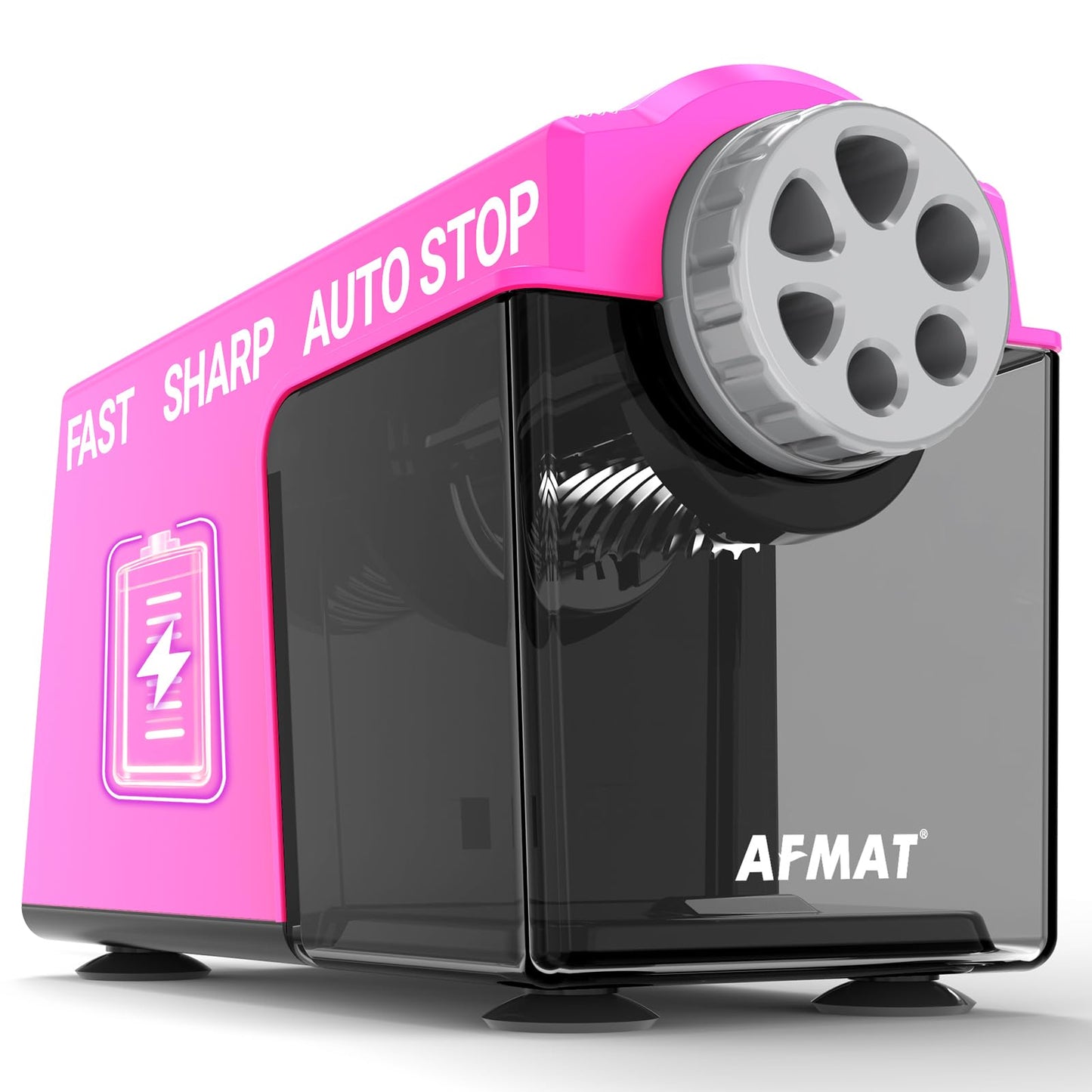 AFMAT Electric Pencil Sharpener Heavy Duty, 6 Holes, Super Fast, Auto Stop & Save Pencils, 10000 Sharpening Times, Rechargeable Classroom Pencil Sharpener for 6-11mm No.2/Large/Colored Pencils, Model:PSD4(Black)