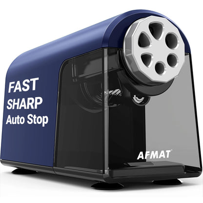 AFMAT PSX2 6 Holes Durable Heavy Duty Electric Pencil Sharpener,Auto Stop Pencil Sharpeners for 6-11mm Colored Pencils,PSX2PK