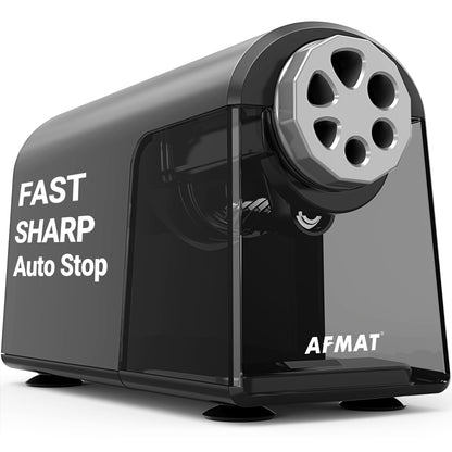AFMAT PSX2 6 Holes Durable Heavy Duty Electric Pencil Sharpener,Auto Stop Pencil Sharpeners for 6-11mm Colored Pencils,PSX2PK