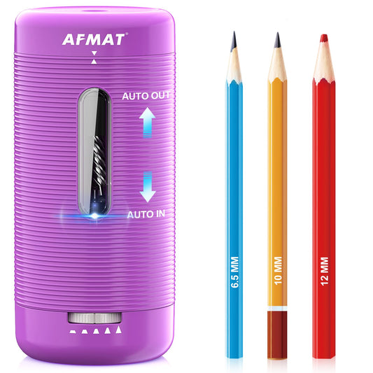 AFMAT PSC2 6.5-12mm Super Durable Fully Automatic Pencil Sharpener,2x more durable blade,for Jumbo & Colored Pencils (6.5-12mm),PSC2BS,PSC2PR