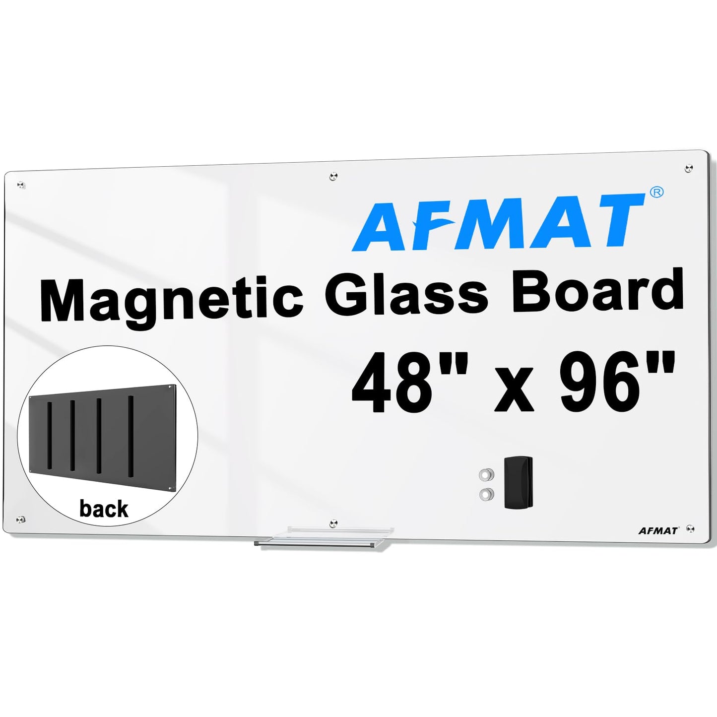 AFMAT Magnetic Glass Whiteboard 96" x 48", GB04EW4