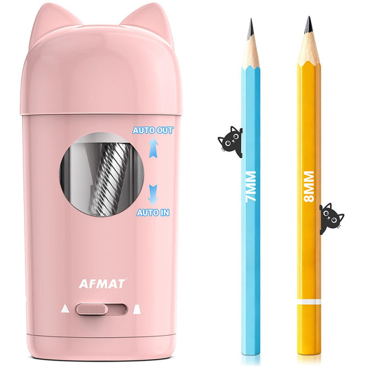 AFMAT PSX9 Cute Cat Electric Fully Automatic Pencil Sharpener for Kids,PSX9PK