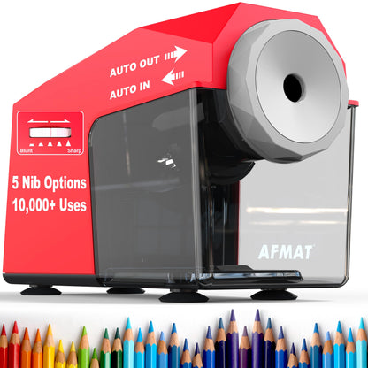 AFMAT PSC4 Super Durable Heavy Duty Fully Automatic Pencil Sharpener, 2X Longer Cutter Life,Auto in & Out, Hands-Free Sharpeners for No.2/Jumbo/Colored Pencils (φ6.5-10.5mm),PSC4RD