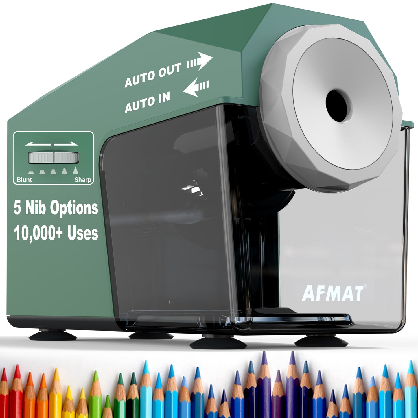 AFMAT PSC4 Super Durable Heavy Duty Fully Automatic Pencil Sharpener, 2X Longer Cutter Life,Auto in & Out, Hands-Free Sharpeners for No.2/Jumbo/Colored Pencils (φ6.5-10.5mm),PSC4RD