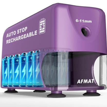 AFMAT PSD3 Super Durable Rechargeable Heavy Duty Electric Pencil Sharpener for 6-10.8mm Pencils,Upgraded Durable Blades 10,000 Sharpenings,PSD3BK