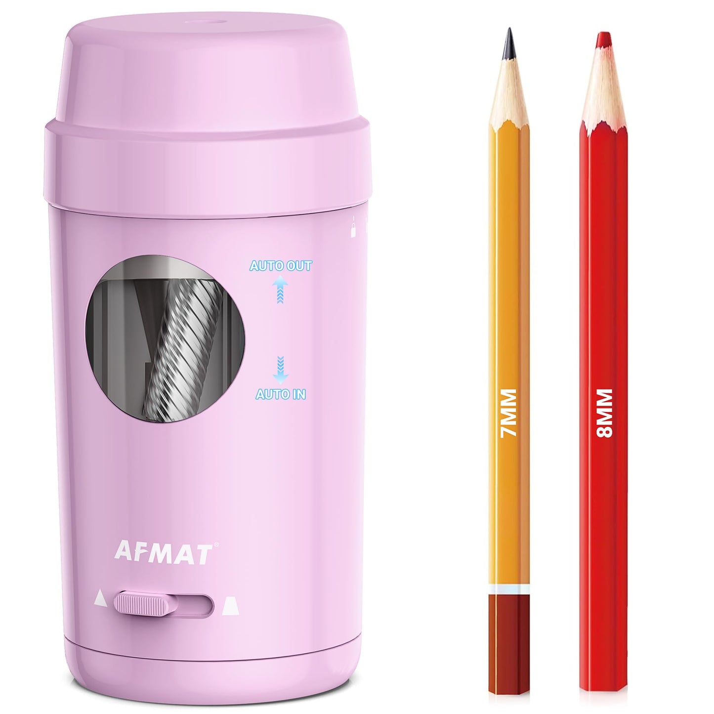 AFMAT Electric Pencil Sharpener, Auto in & Out, Fully Automatic Pencil Sharpener for Colored Pencils, Rechargeable Hands-Free Sharpeners for φ7-8mm Pencils, Good for Classroom/Home PSX8(Black)