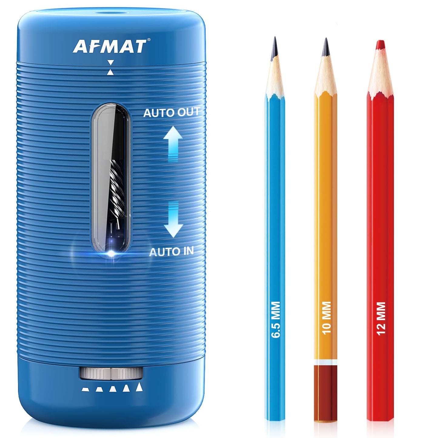 AFMAT PSC2 6.5-12mm Super Durable Fully Automatic Pencil Sharpener,2x more durable blade,for Jumbo & Colored Pencils (6.5-12mm),PSC2BS