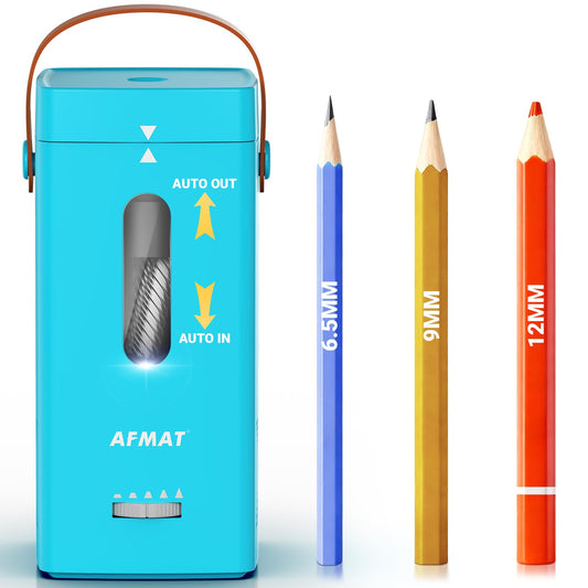 AFMAT PSC6 6.5-12mm Super Durable Fully Automatic Electric Pencil Sharpener, 2x more durable blade,for Jumbo & Colored Pencils (6.5-12mm),PSC6CY