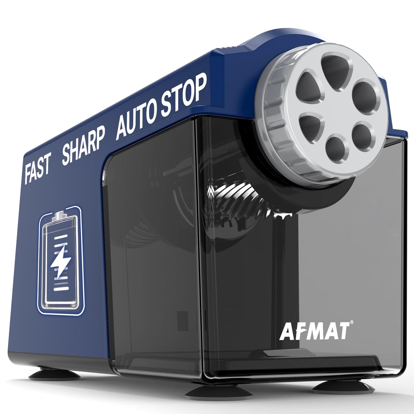 AFMAT Electric Pencil Sharpener Heavy Duty, 6 Holes, Super Fast, Auto Stop & Save Pencils, 10000 Sharpening Times, Rechargeable Classroom Pencil Sharpener for 6-11mm No.2/Large/Colored Pencils, Model:PSD4(Black)