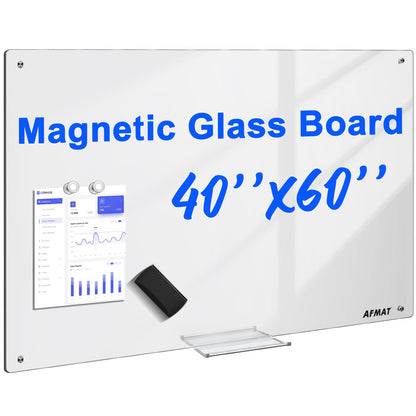 Magnetic Dry Erase Board, 40" x 60" Glass Whiteboard, GB04EW2