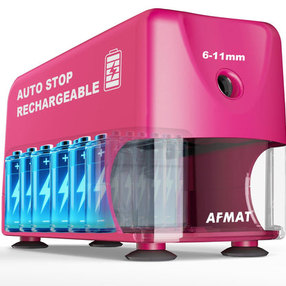 AFMAT PSD3 Super Durable Rechargeable Heavy Duty Electric Pencil Sharpener for 6-10.8mm Pencils,Upgraded Durable Blades 10,000 Sharpenings,PSD3BK
