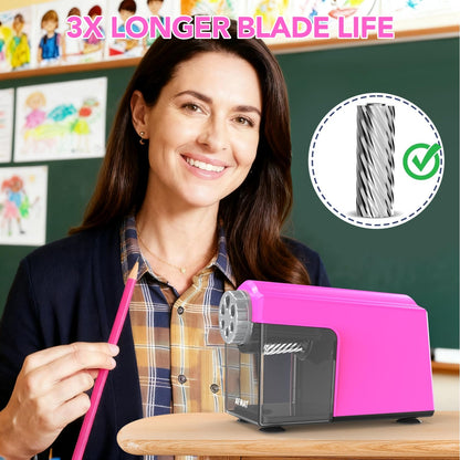 AFMAT Electric Pencil Sharpener Heavy Duty, 6 Holes, Super Fast, Auto Stop & Save Pencils, 10000 Sharpening Times, Rechargeable Classroom Pencil Sharpener for 6-11mm No.2/Large/Colored Pencils, Model:PSD4(Black)