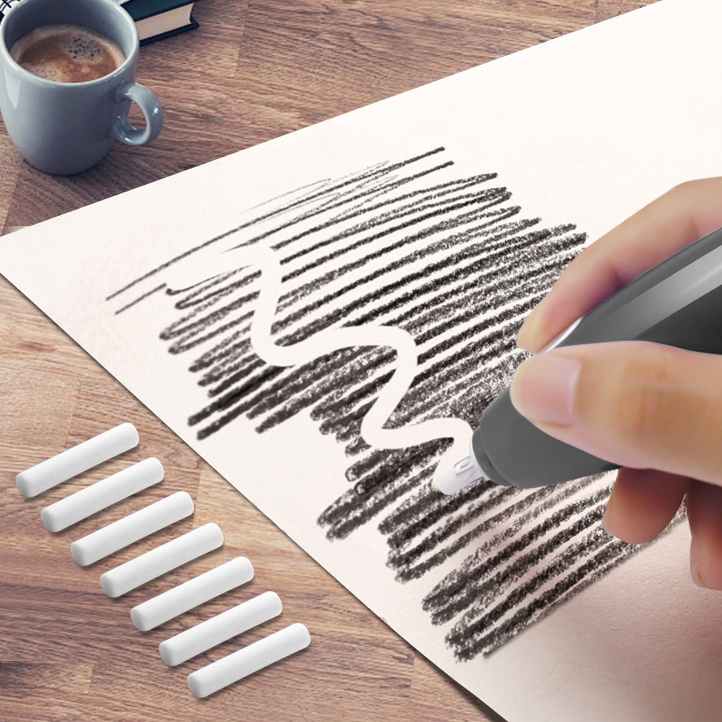 AFMAT EE04 Electric Rechargeable Electric Eraser Kit for Artists,140 Refills for Drafting