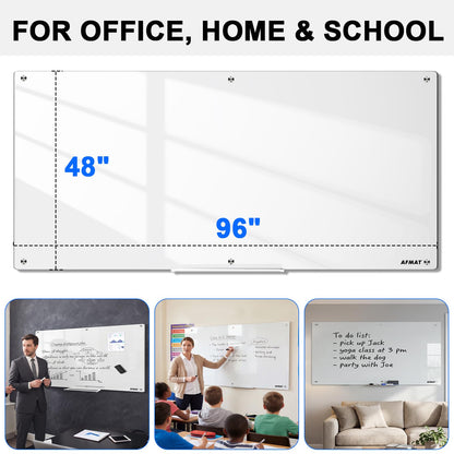 AFMAT Magnetic Glass Whiteboard 96" x 48", GB04EW4
