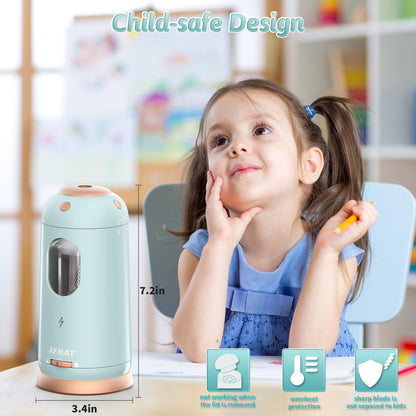 AFMAT Electric Pencil Sharpener, Auto in & Out, Fully Automatic Pencil Sharpener, Rechargeable Hands-Free Sharpeners for Jumbo & Colored Pencils (7-11.5mm), Good for Classroom/Home/Office, Model:PSC8(Black)