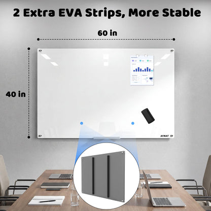 Magnetic Dry Erase Board, 40" x 60" Glass Whiteboard, GB04EW2
