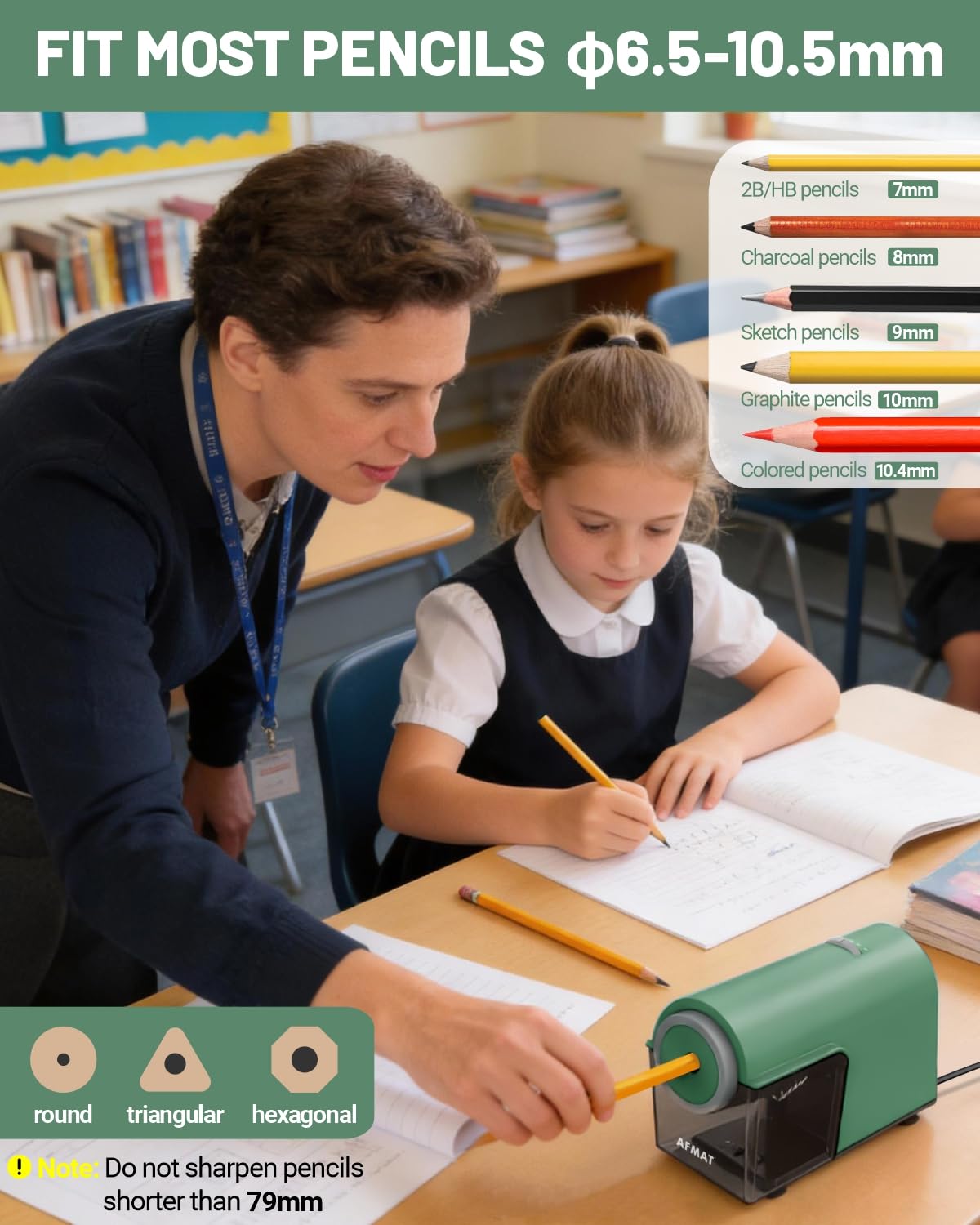 Newly Upgraded Fully Automatic Electric Pencil Sharpener,3X Longer Cutter Life, PSC5PR