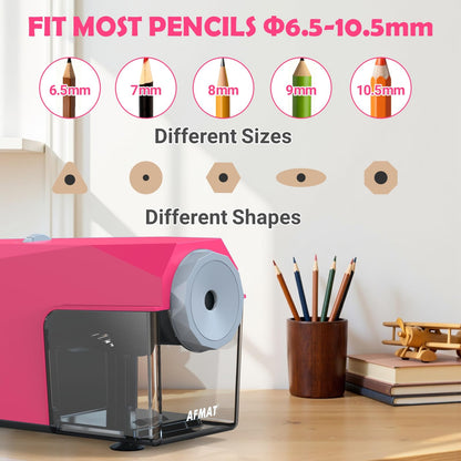 AFMAT Heavy Duty Fully Automatic Pencil Sharpener, Auto in & Out, Hands-Free Sharpeners for No.2/Jumbo/Colored Pencils (φ6.5-10.5mm)