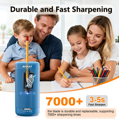 AFMAT PSC2 6.5-12mm Super Durable Fully Automatic Pencil Sharpener,2x more durable blade,for Jumbo & Colored Pencils (6.5-12mm),PSC2BS