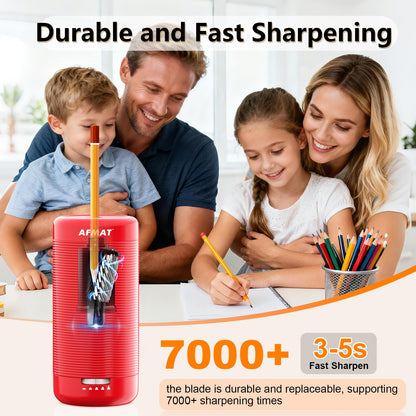 AFMAT PSC2 Electric Fully Automatic Pencil Sharpener, Auto in & Out, Rechargeable Hands-Free Sharpeners for Jumbo & Colored Pencils (6.5-12mm)