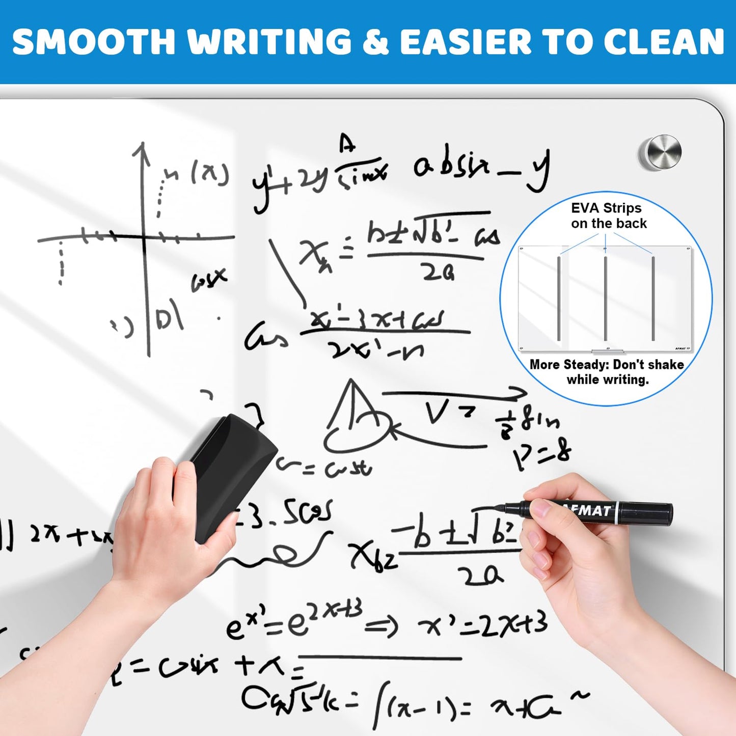Magnetic Glass Dry Erase Board, 72" x 48" Glass Wall Mounted White Board, GB04EW3