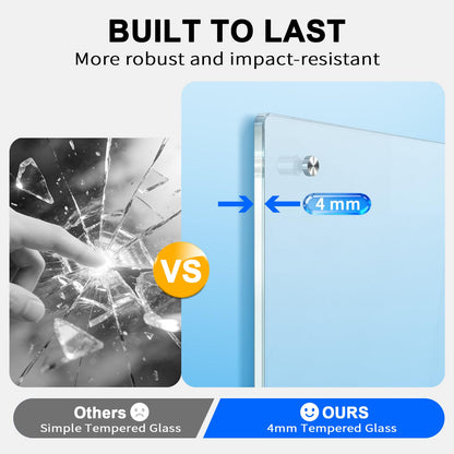 AFMAT Magnetic Glass Whiteboard, 48" x 36" Glass Dry Erase Board, 4mm Tempered Glass w/Strong Magnetic Surface, Large White Board for Wall, Frameless Wall Mounted Black Board for Office Home School,GB04EW1