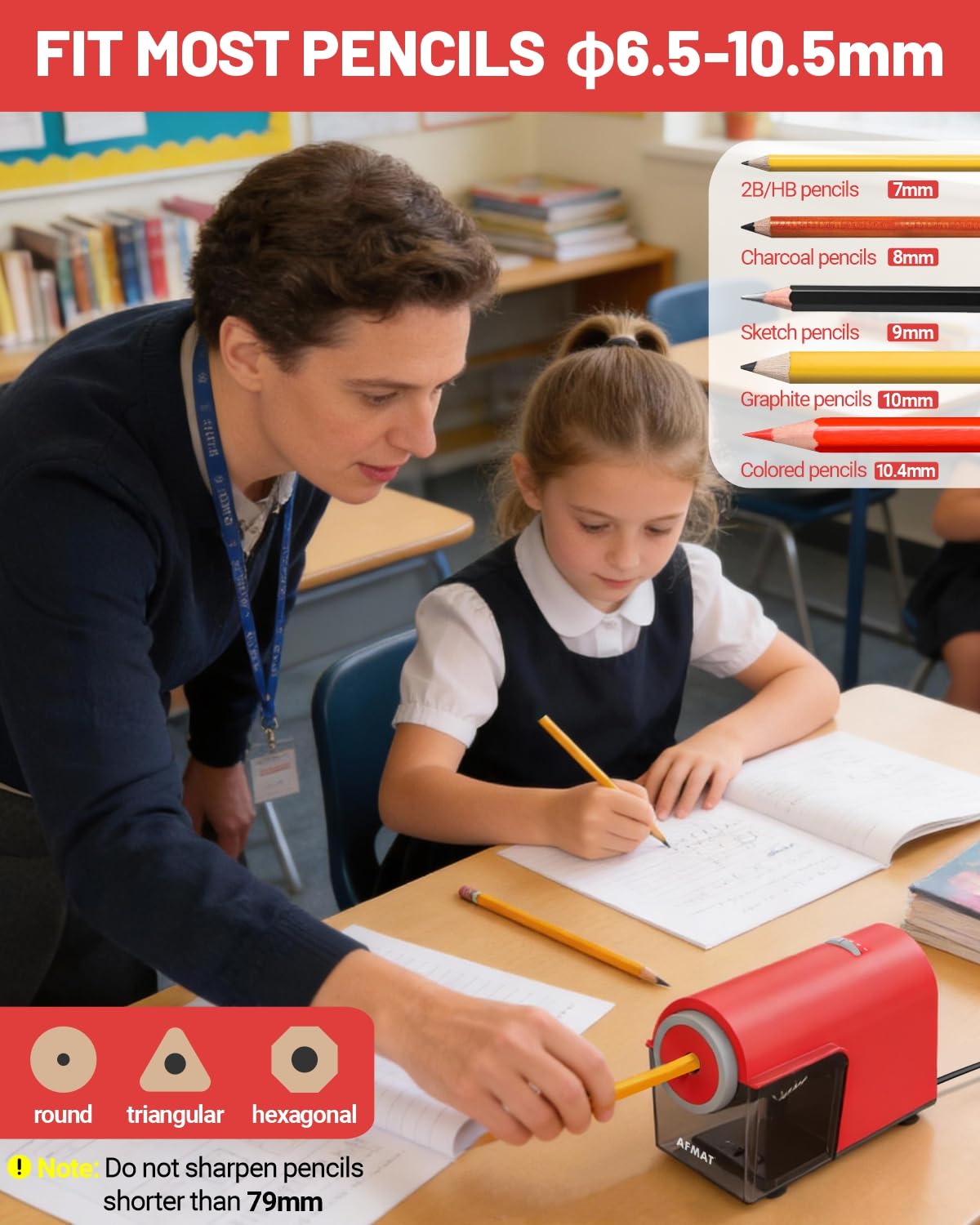 Newly Upgraded Fully Automatic Electric Pencil Sharpener,3X Longer Cutter Life, PSC5PR