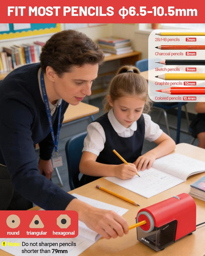 Newly Upgraded Fully Automatic Electric Pencil Sharpener,3X Longer Cutter Life, PSC5PR