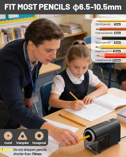 Newly Upgraded Fully Automatic Electric Pencil Sharpener,3X Longer Cutter Life, PSC5PR