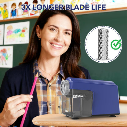 AFMAT Electric Pencil Sharpener Heavy Duty, 6 Holes, Super Fast, Auto Stop & Save Pencils, 10000 Sharpening Times, Rechargeable Classroom Pencil Sharpener for 6-11mm No.2/Large/Colored Pencils, Model:PSD4(Black)