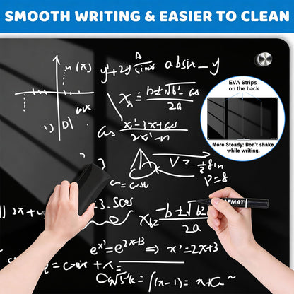 AFMAT Magnetic Glass Dry Erase Board, 72" x 48" Wall Mounted Black Glass Board, GB04BK3