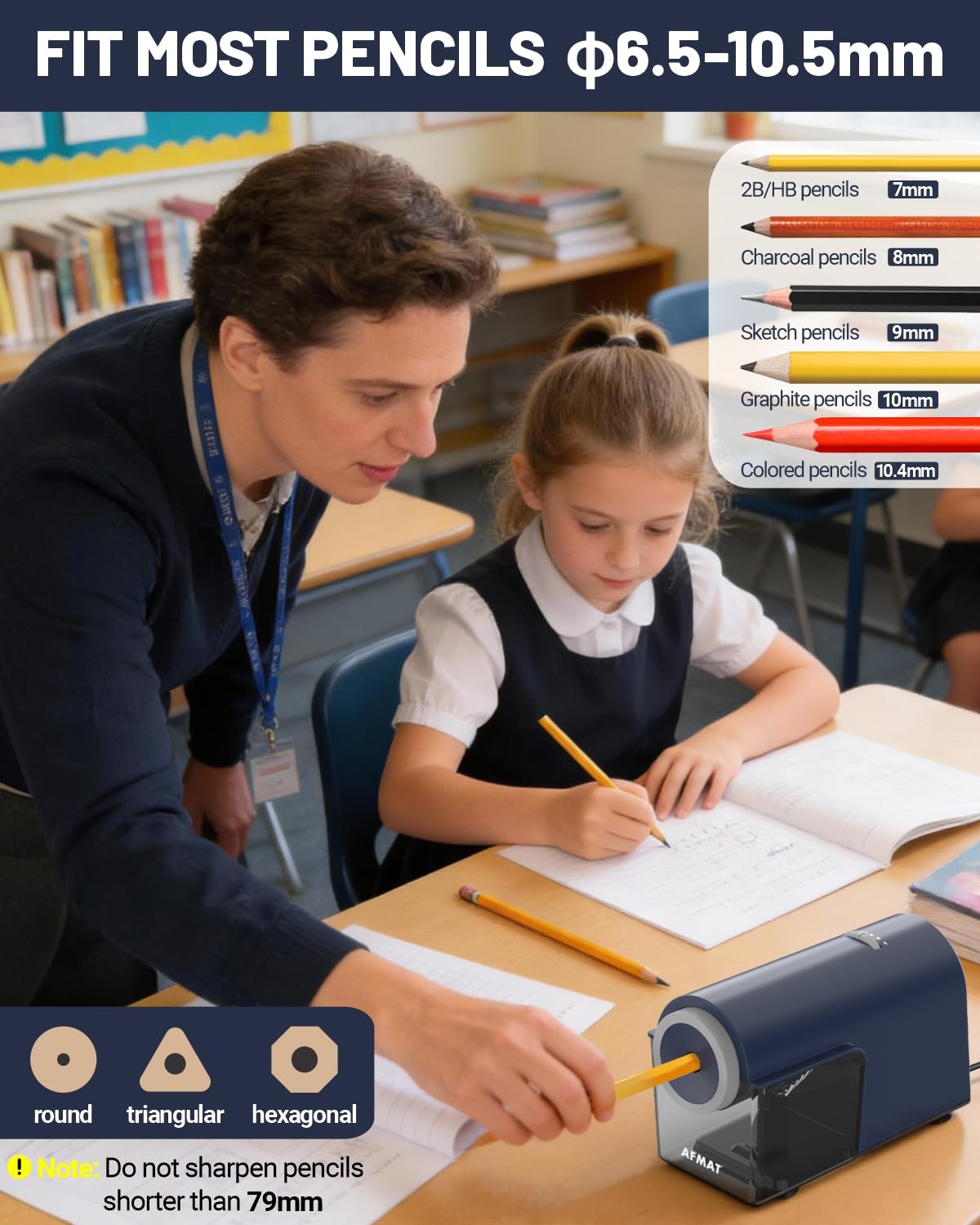 Newly Upgraded Fully Automatic Electric Pencil Sharpener,3X Longer Cutter Life, PSC5PR