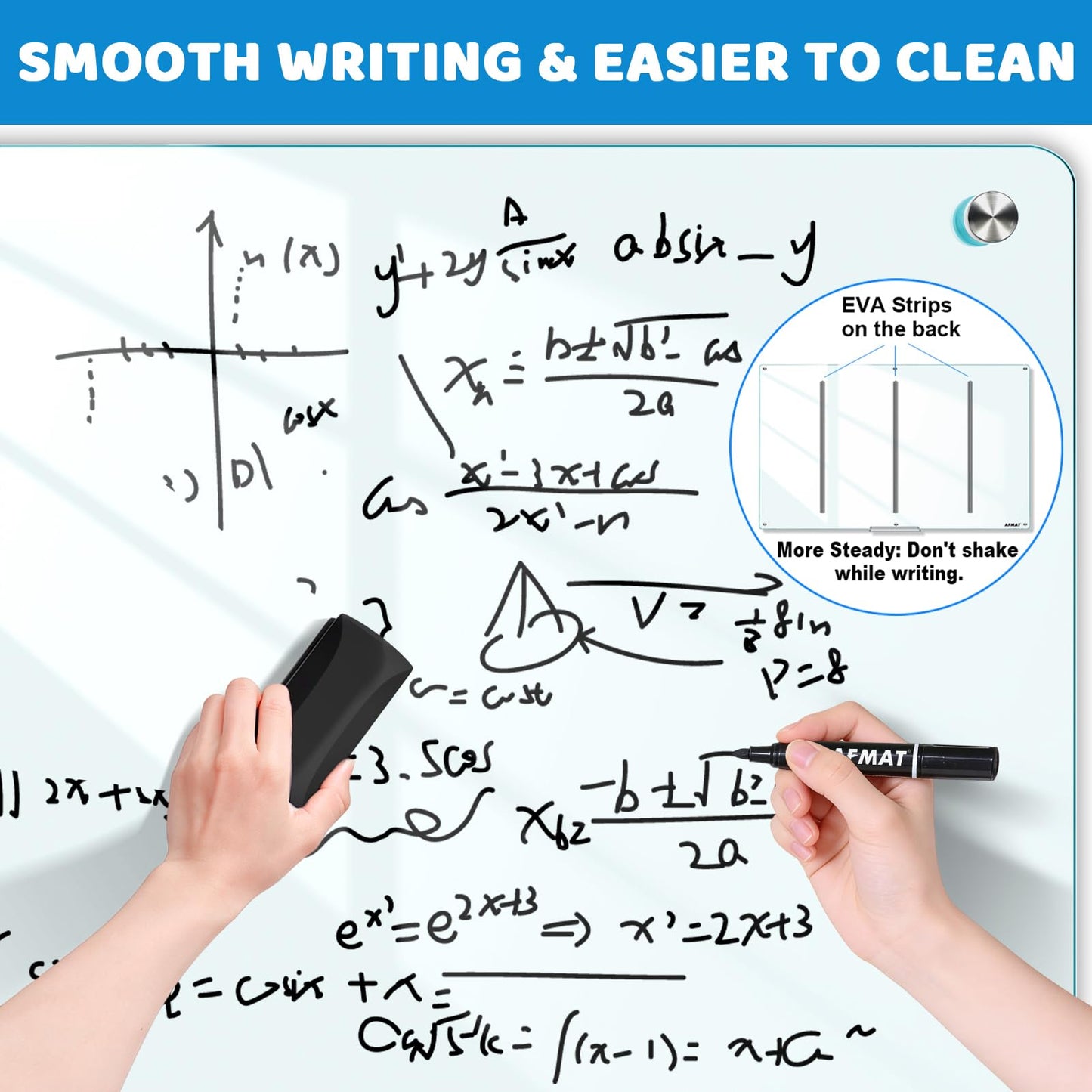 AFMAT Magnetic Glass Dry Erase Board, 72" x 48" Glass Wall Mounted Whiteboard, GB04WH3