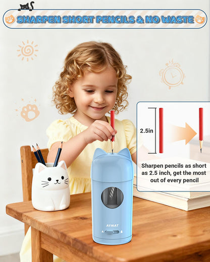 AFMAT PSX9 Cute Cat Electric Fully Automatic Pencil Sharpener for Kids,PSX9PR