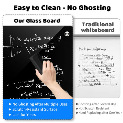 AFAMT Magnetic Dry Erase Board, 40" x 60" Glass Whiteboard, GB04BK2