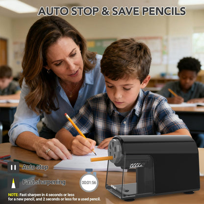 AFMAT 6-Hole Electric Pencil Sharpener Heavy Duty, Fast Sharpen, Auto Stop & Save Pencils, 10000 Sharpening Times, Rechargeable Classroom Pencil Sharpener for 6-11mm No.2/Large/Colored Pencils,Model:PSD2(Purple)