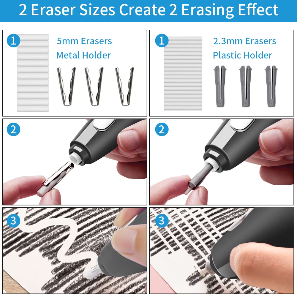 AFMAT EE04 Electric Rechargeable Electric Eraser Kit for Artists,140 Refills for Drafting