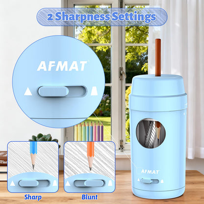 AFMAT Electric Pencil Sharpener, Auto in & Out, Fully Automatic Pencil Sharpener for Colored Pencils, Rechargeable Hands-Free Sharpeners for φ7-8mm Pencils, Good for Classroom/Home PSX8(Black)
