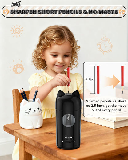 AFMAT PSX9 Cute Cat Electric Fully Automatic Pencil Sharpener for Kids,PSX9PR