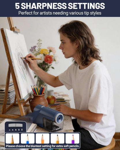 Newly Upgraded Fully Automatic Electric Pencil Sharpener,3X Longer Cutter Life, PSC5PR