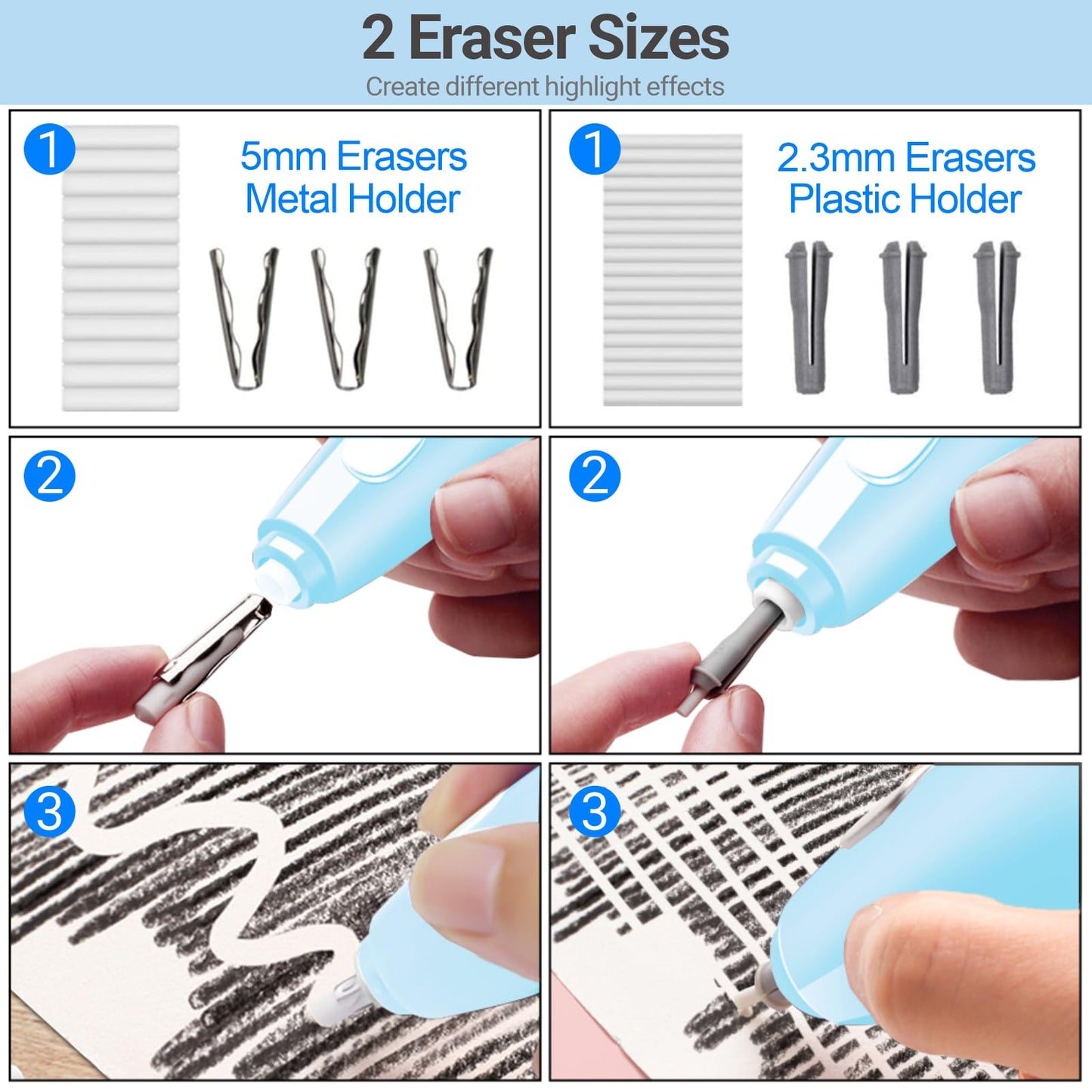AFMAT EE04 Electric Rechargeable Electric Eraser Kit for Artists,140 Refills for Drafting