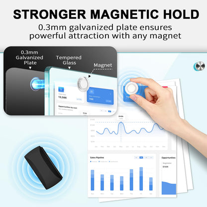 AFMAT Magnetic Glass Whiteboard, 48" x 36" Glass Dry Erase Board, 4mm Tempered Glass w/Strong Magnetic Surface, Large White Board for Wall, Frameless Wall Mounted Black Board for Office Home School,GB04WH1