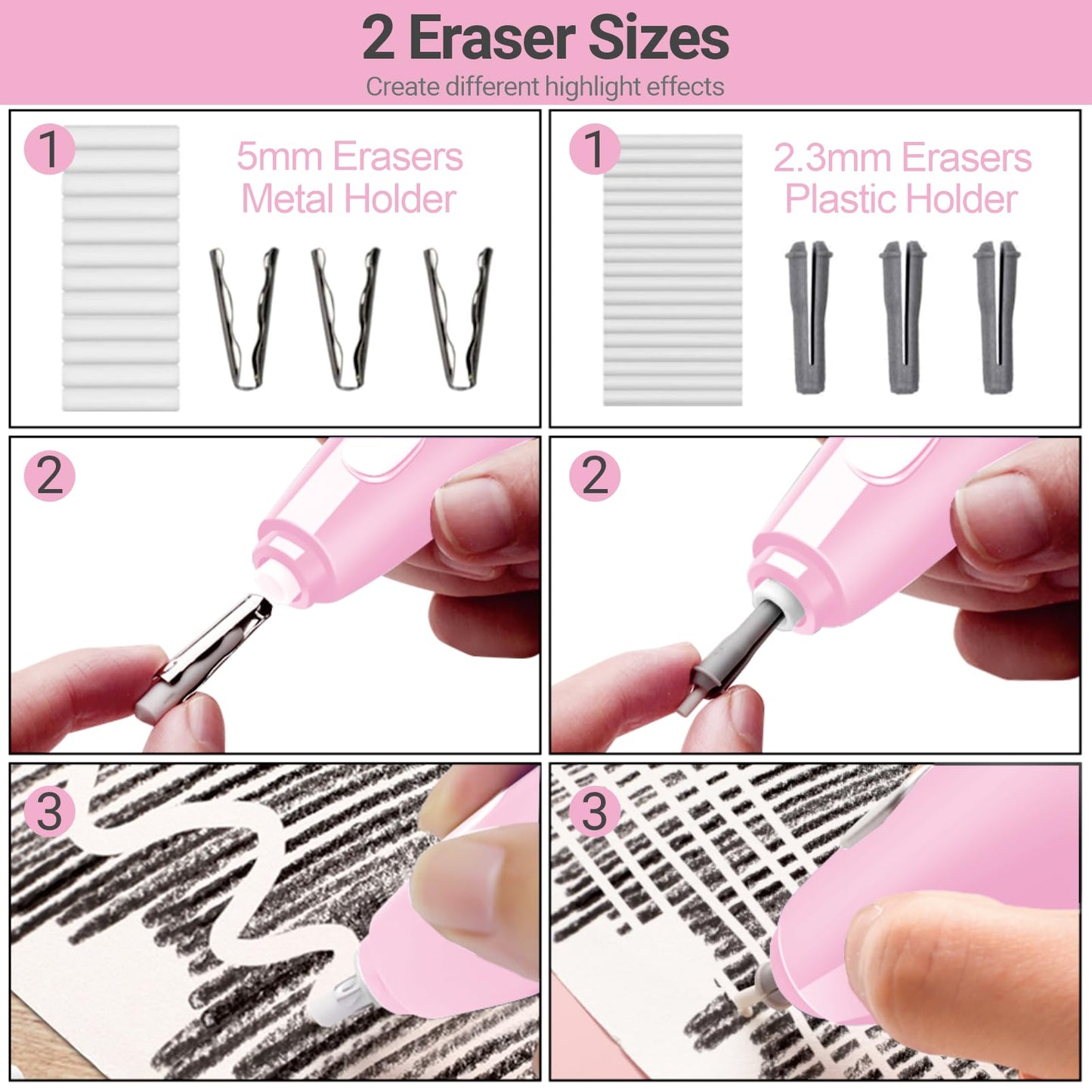 AFMAT EE04 Electric Rechargeable Electric Eraser Kit for Artists,140 Refills for Drafting